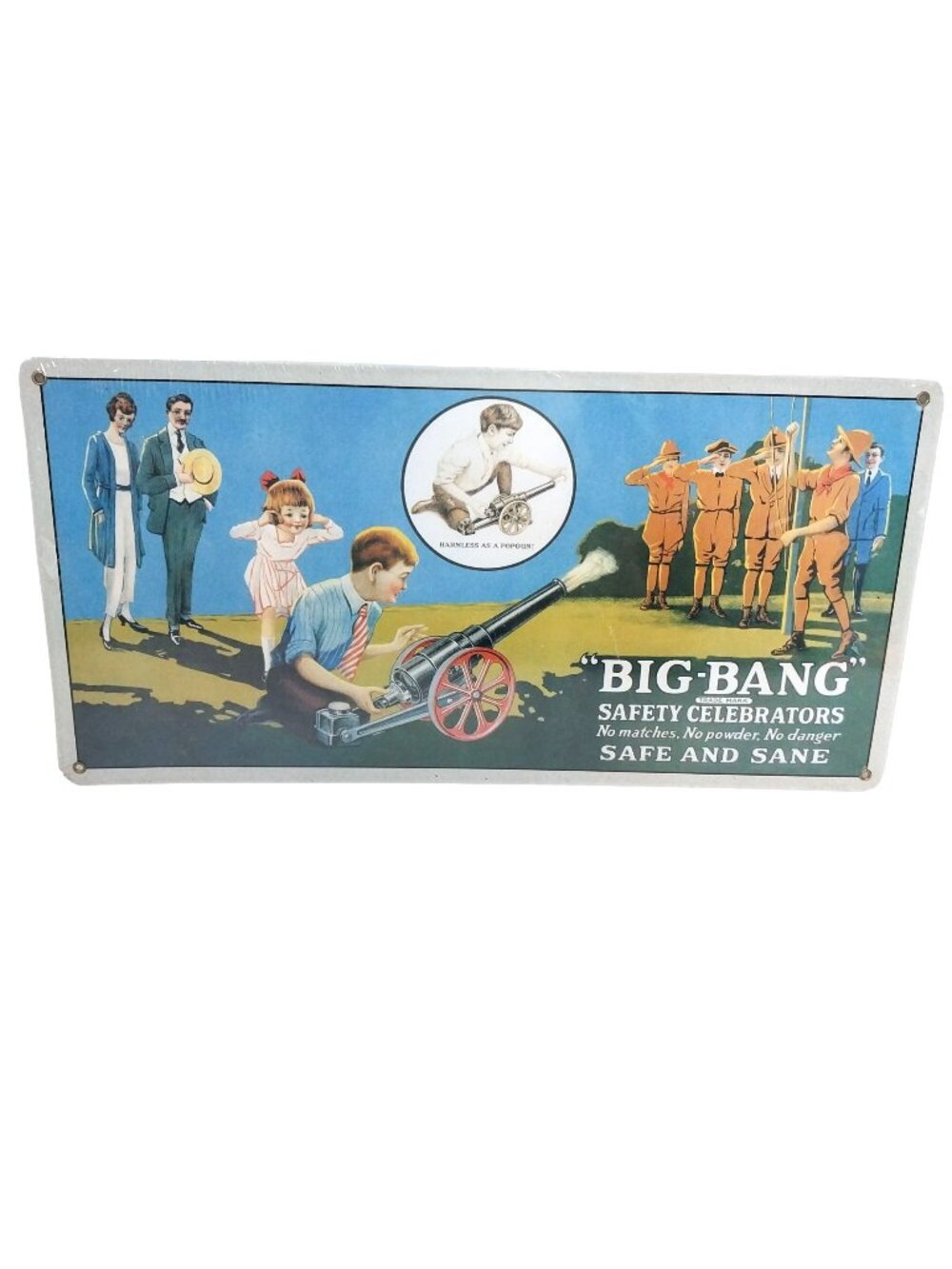 Big-Bang Safety Celebrators Vintage Metal Sign 1920s Replica Wall Decor SEALED